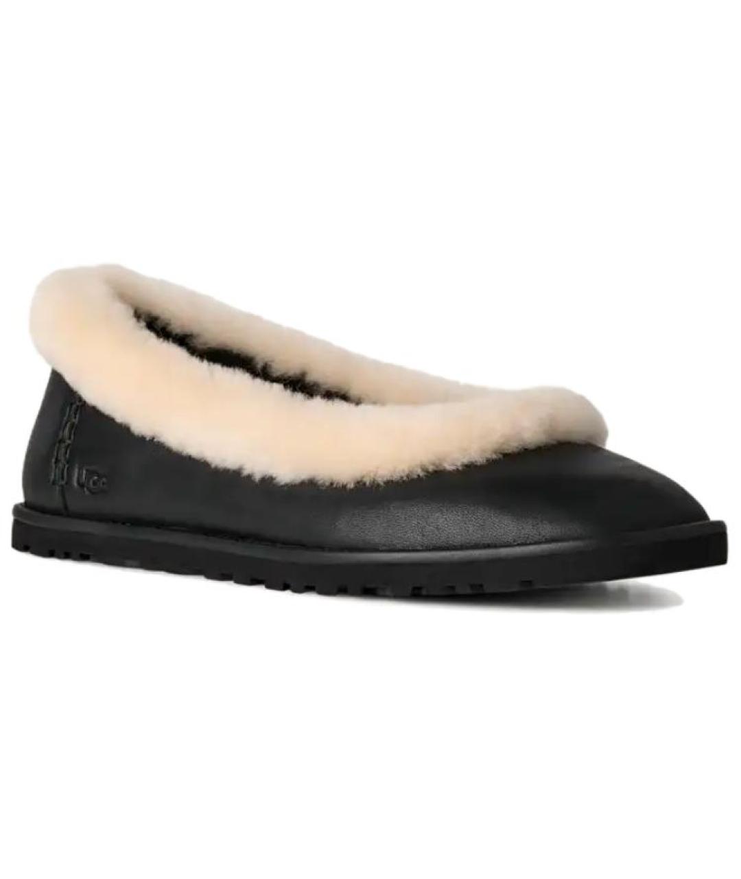 UGG AUSTRALIA Черные кожаные балетки, фото 4