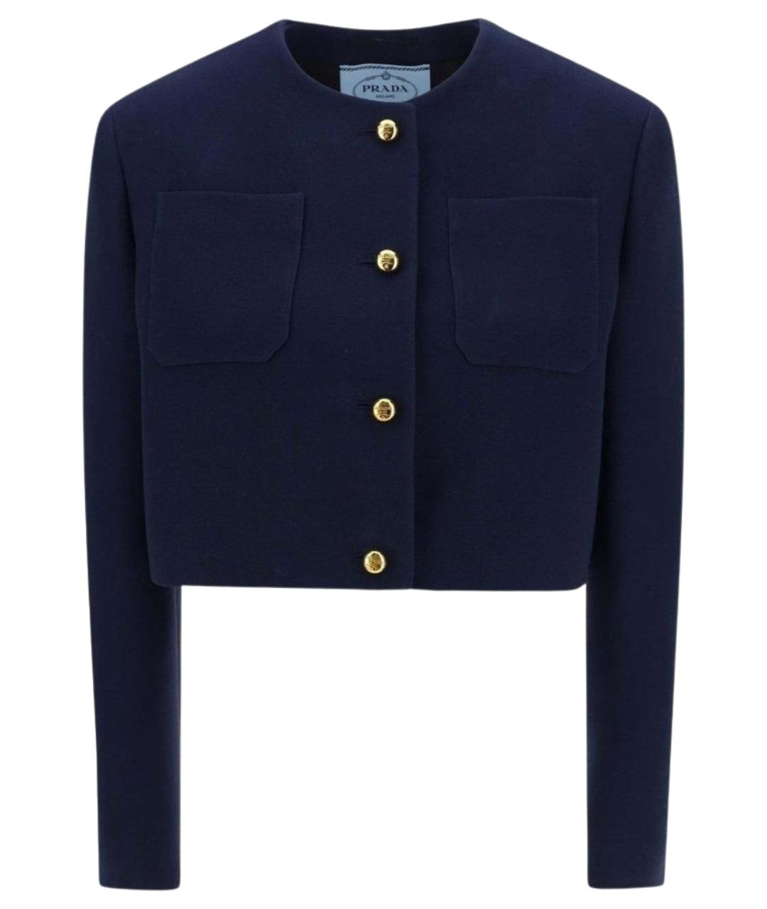 PRADA Синий шерстяной жакет/пиджак, фото 1