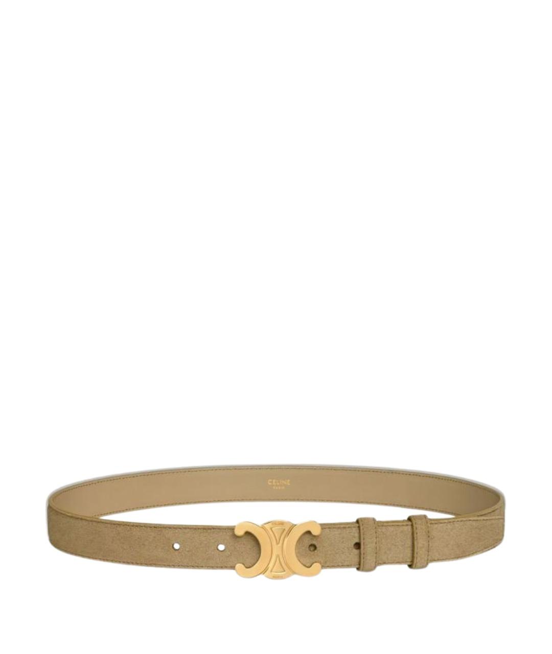 CELINE Бежевый кожаный ремень, фото 1