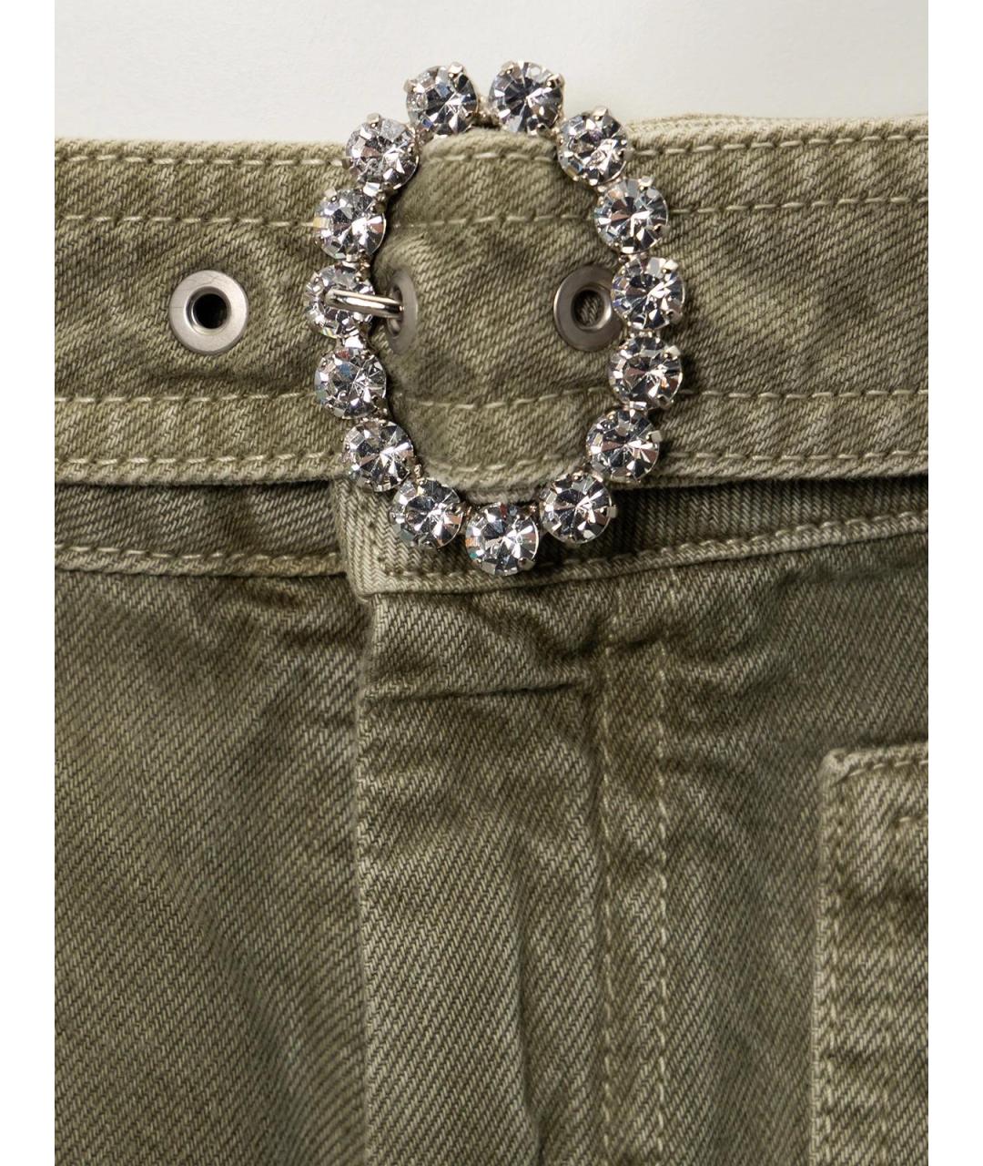 ALESSANDRA RICH Зеленые хлопковые прямые джинсы, фото 3