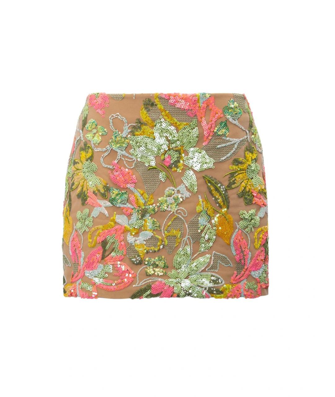 ELIE SAAB Бежевая шелковая юбка миди, фото 1