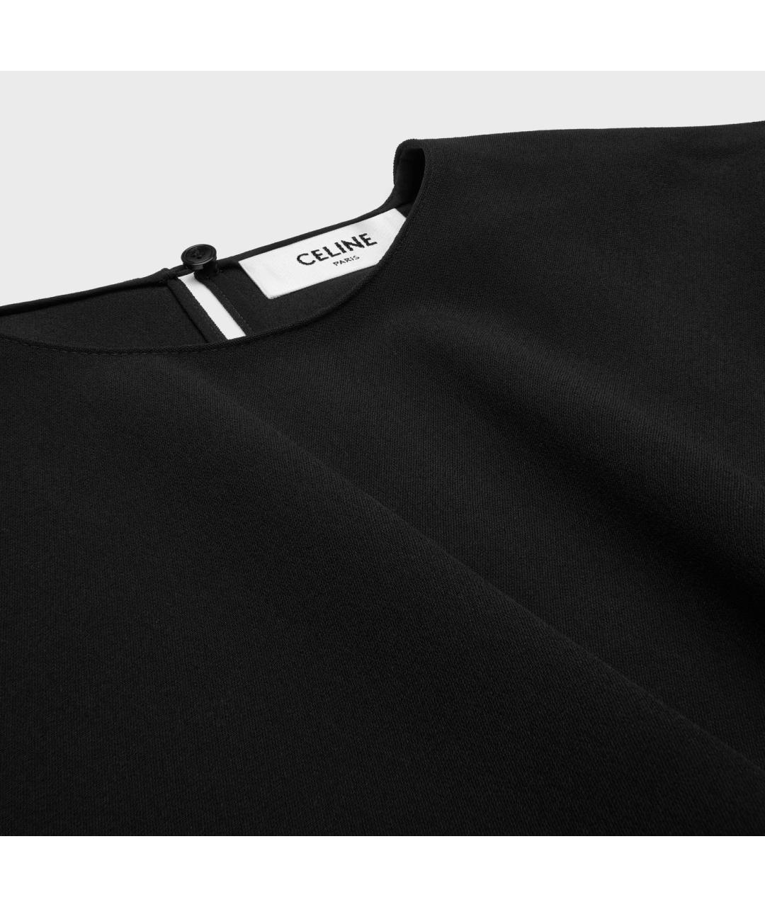 CELINE Черное вискозное повседневное платье, фото 3