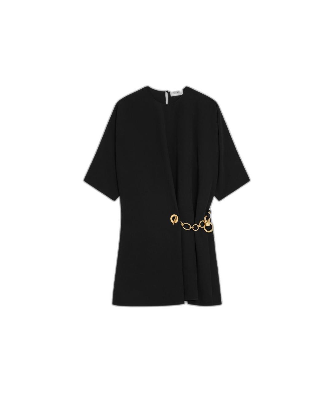 CELINE Черное вискозное повседневное платье, фото 5