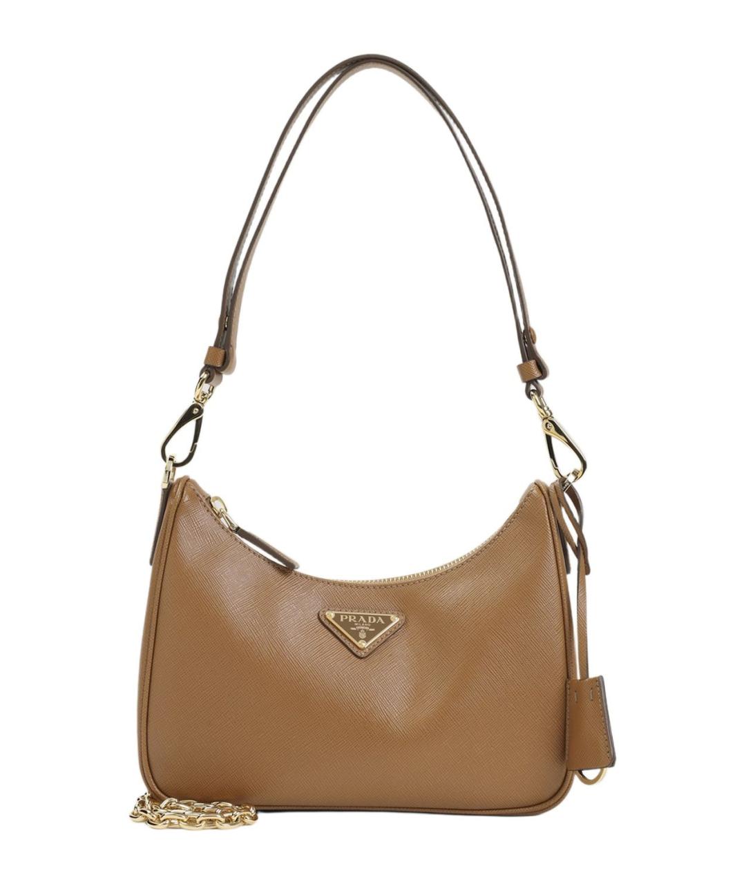 PRADA Бежевая кожаная сумка через плечо, фото 1
