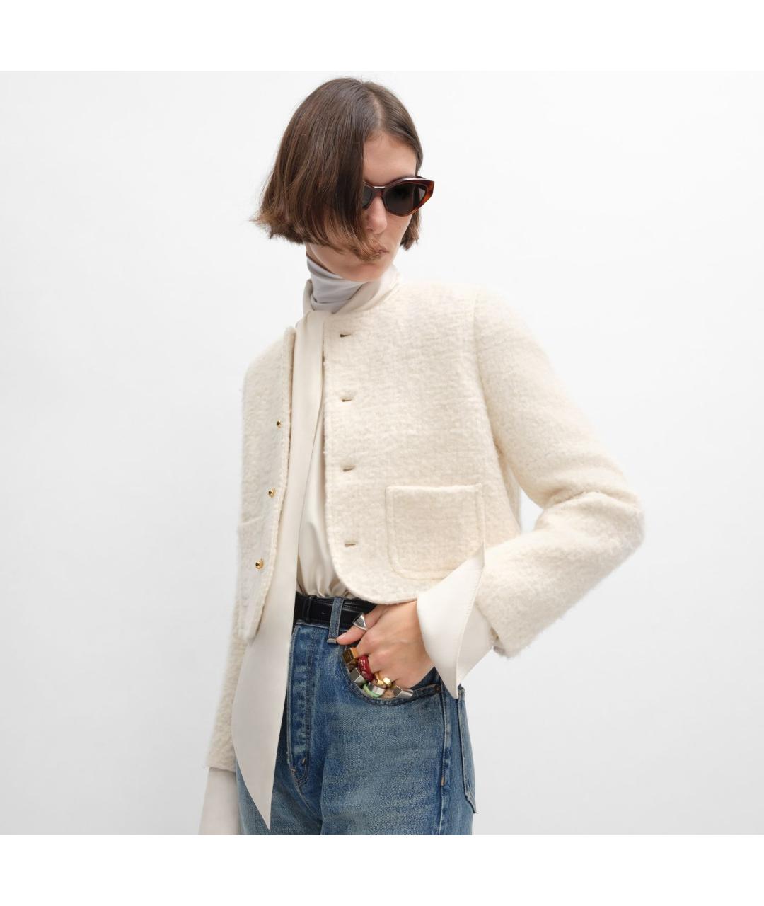 CELINE Белый кашемировый жакет/пиджак, фото 2