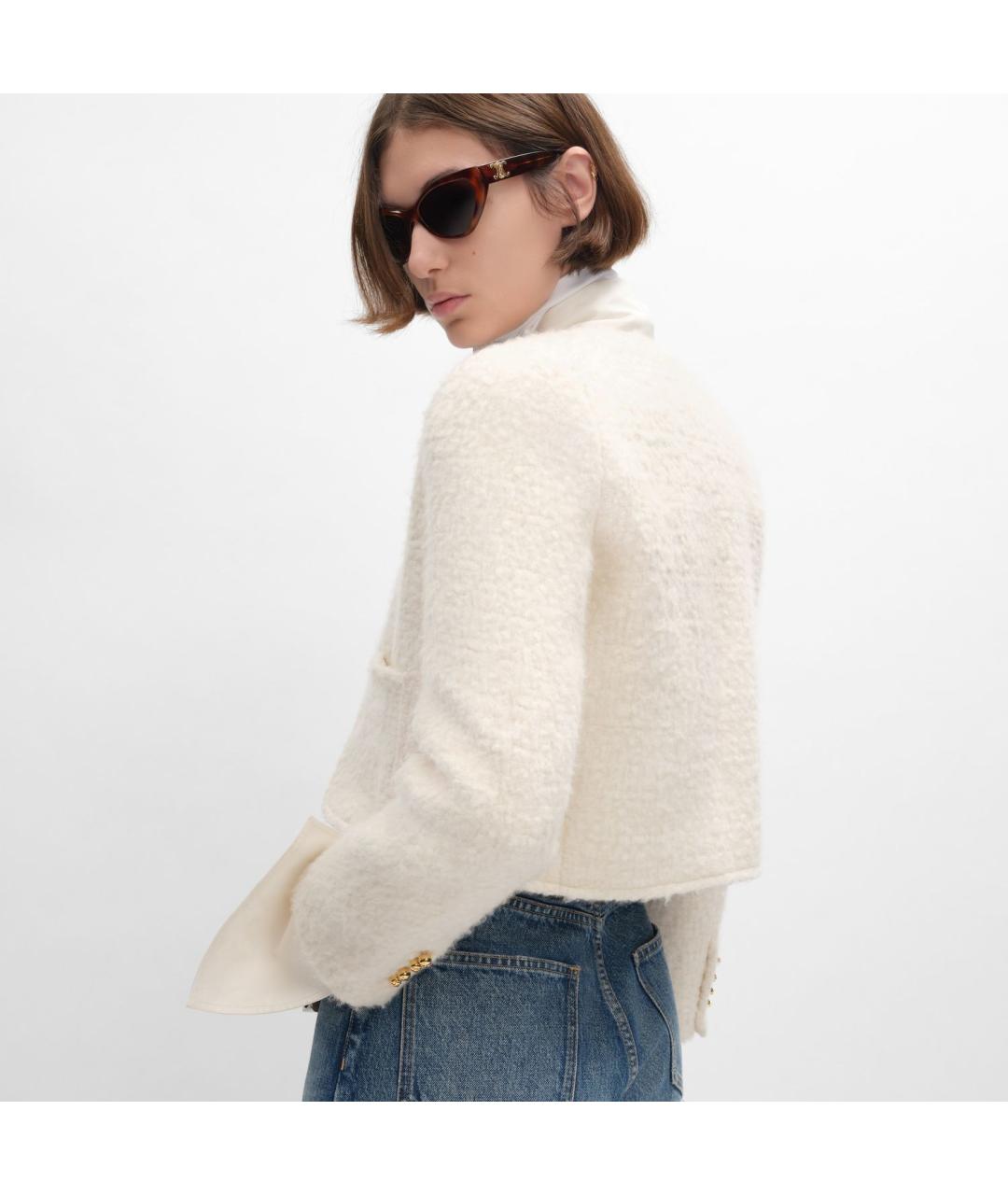 CELINE Белый кашемировый жакет/пиджак, фото 3