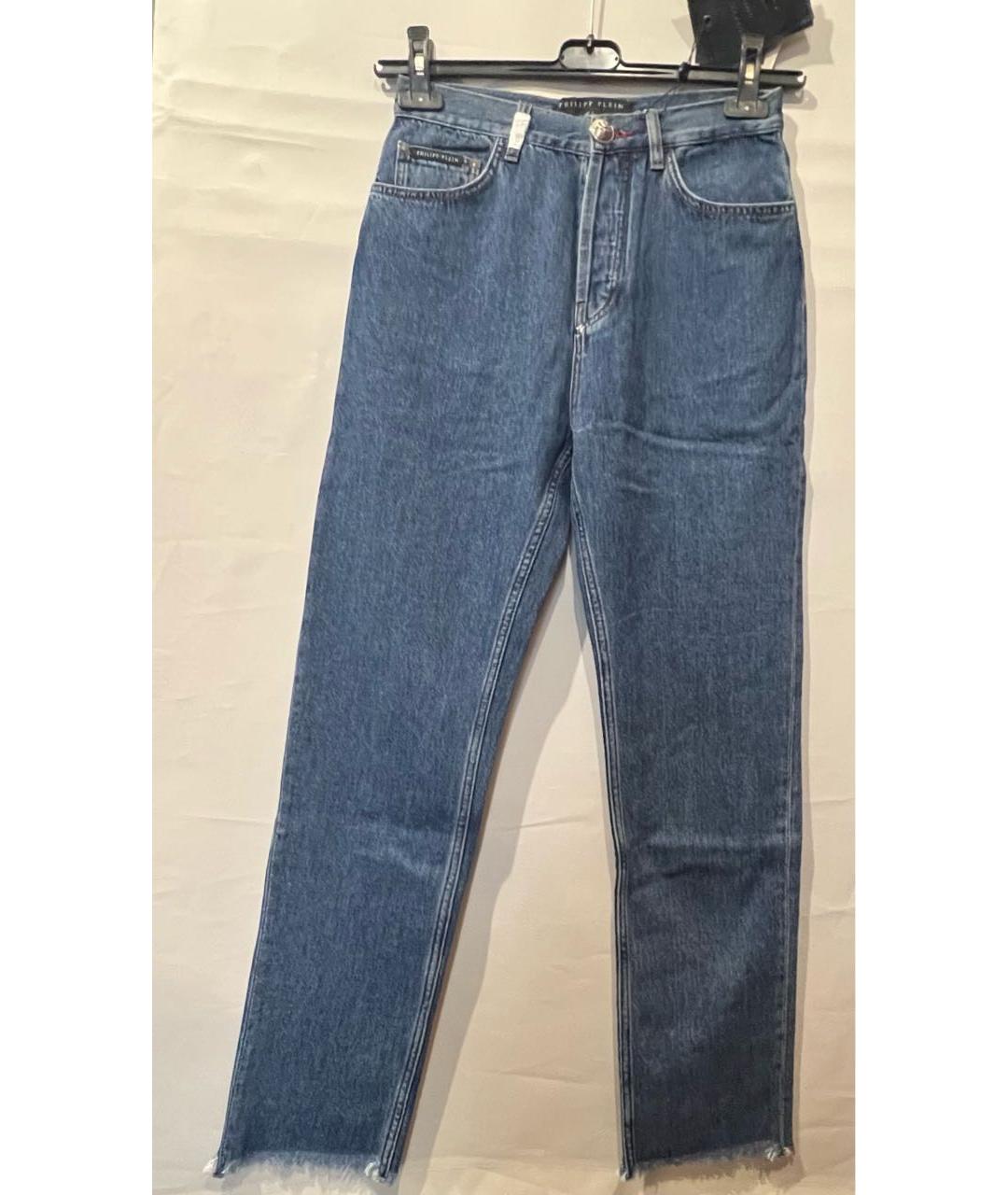 PHILIPP PLEIN Синие хлопковые прямые джинсы, фото 9