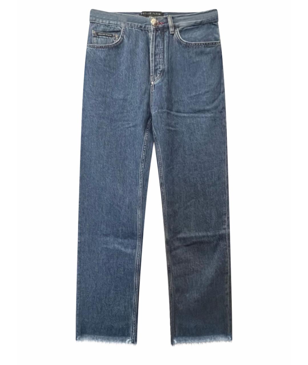 PHILIPP PLEIN Синие хлопковые прямые джинсы, фото 1