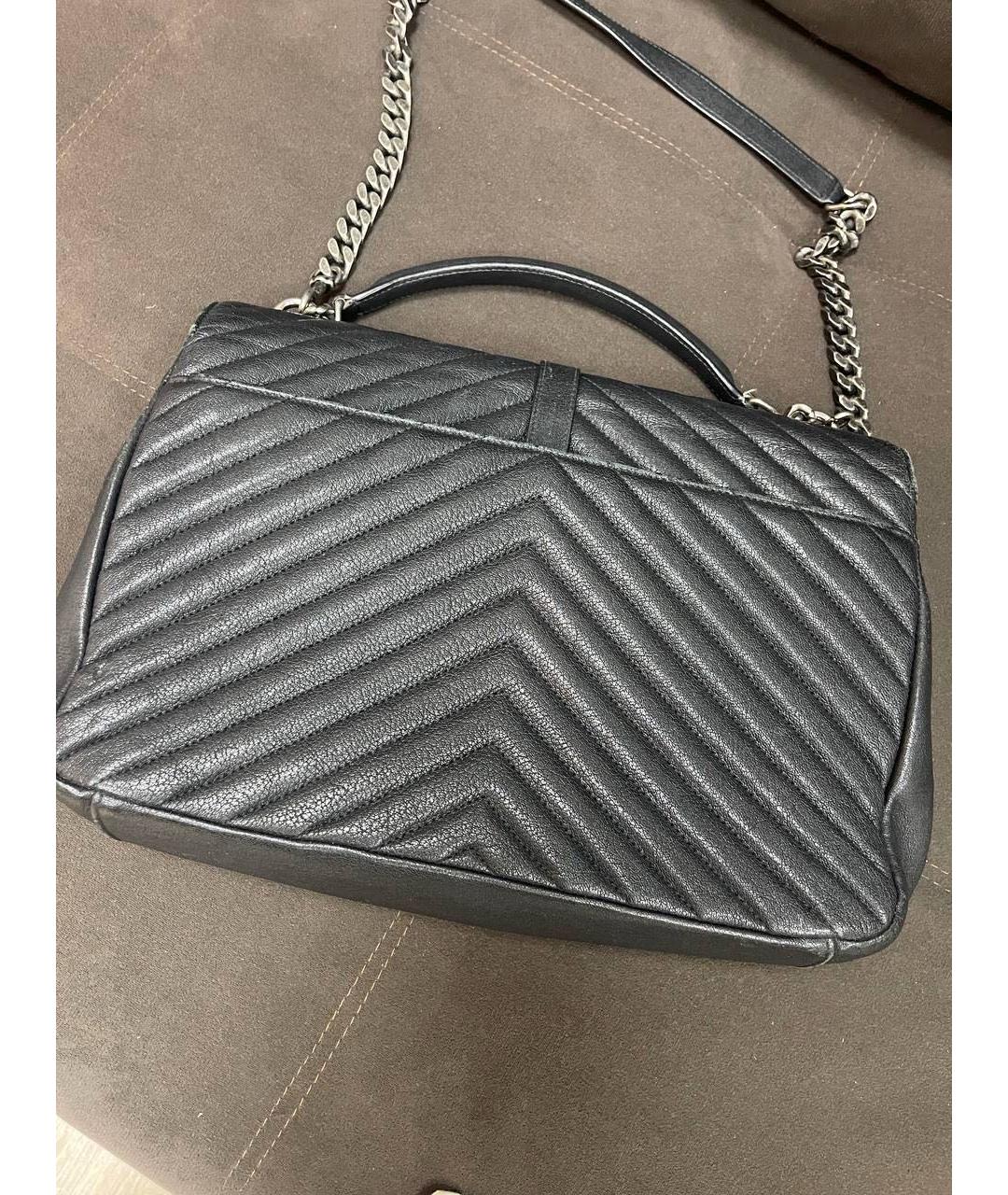 SAINT LAURENT Черная кожаная сумка через плечо, фото 3