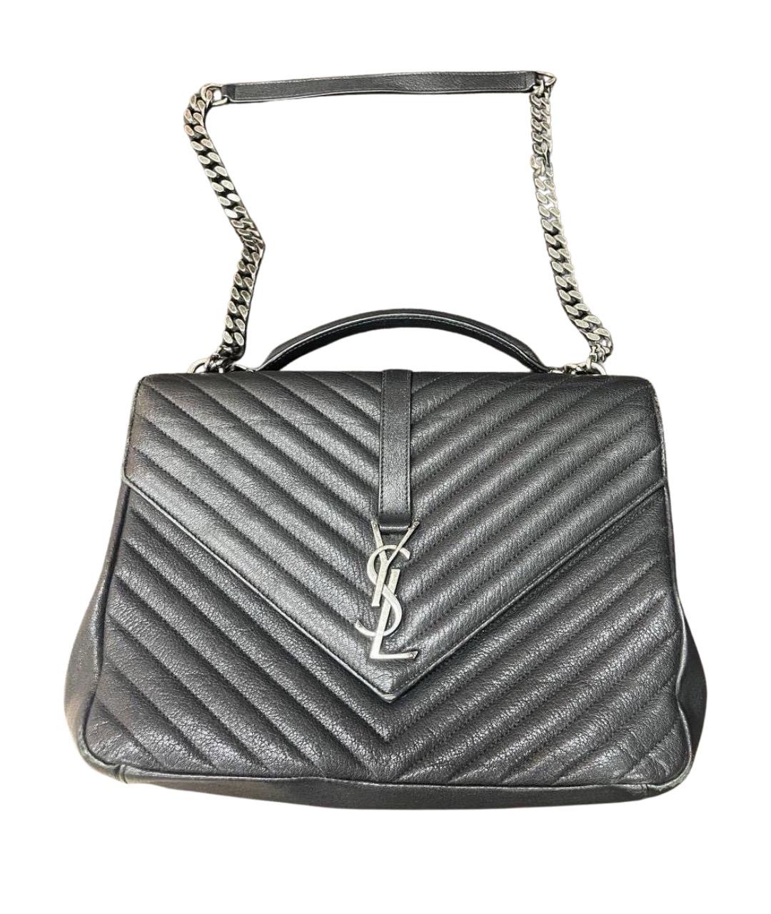 SAINT LAURENT Черная кожаная сумка через плечо, фото 1