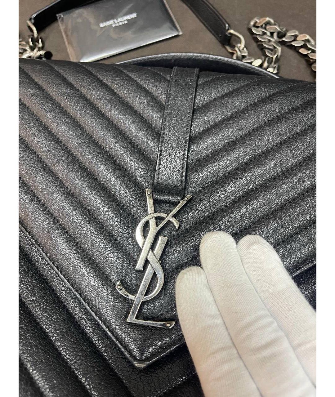 SAINT LAURENT Черная кожаная сумка через плечо, фото 2