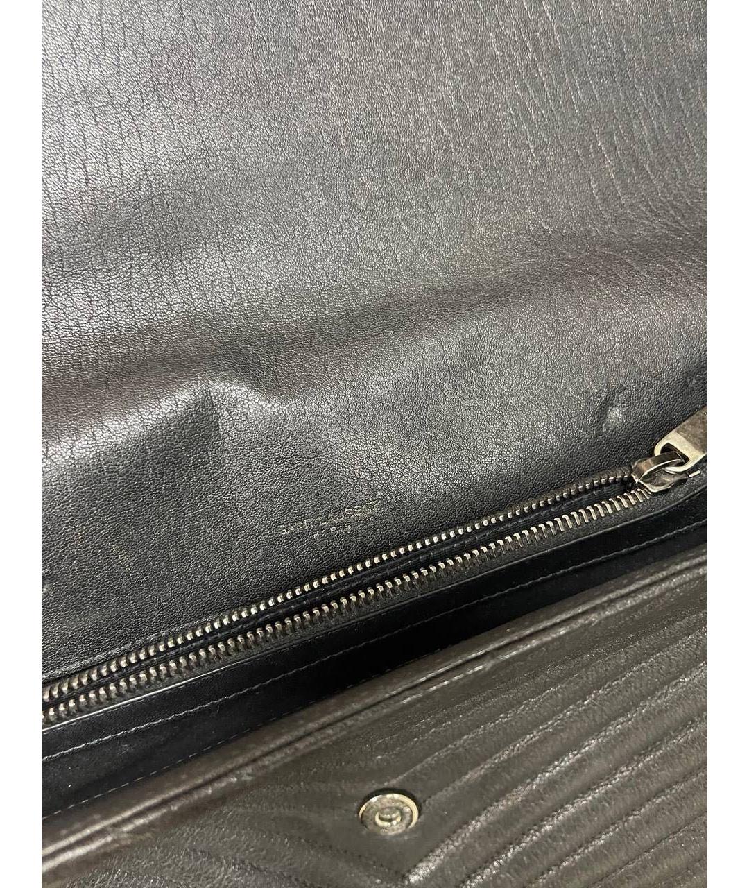 SAINT LAURENT Черная кожаная сумка через плечо, фото 4