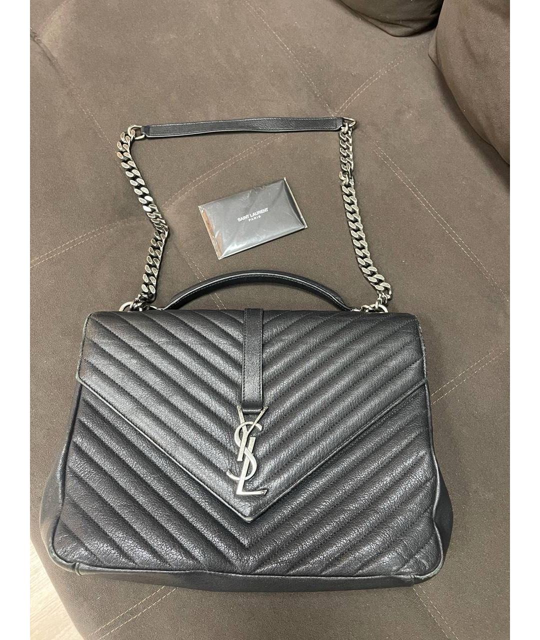 SAINT LAURENT Черная кожаная сумка через плечо, фото 5