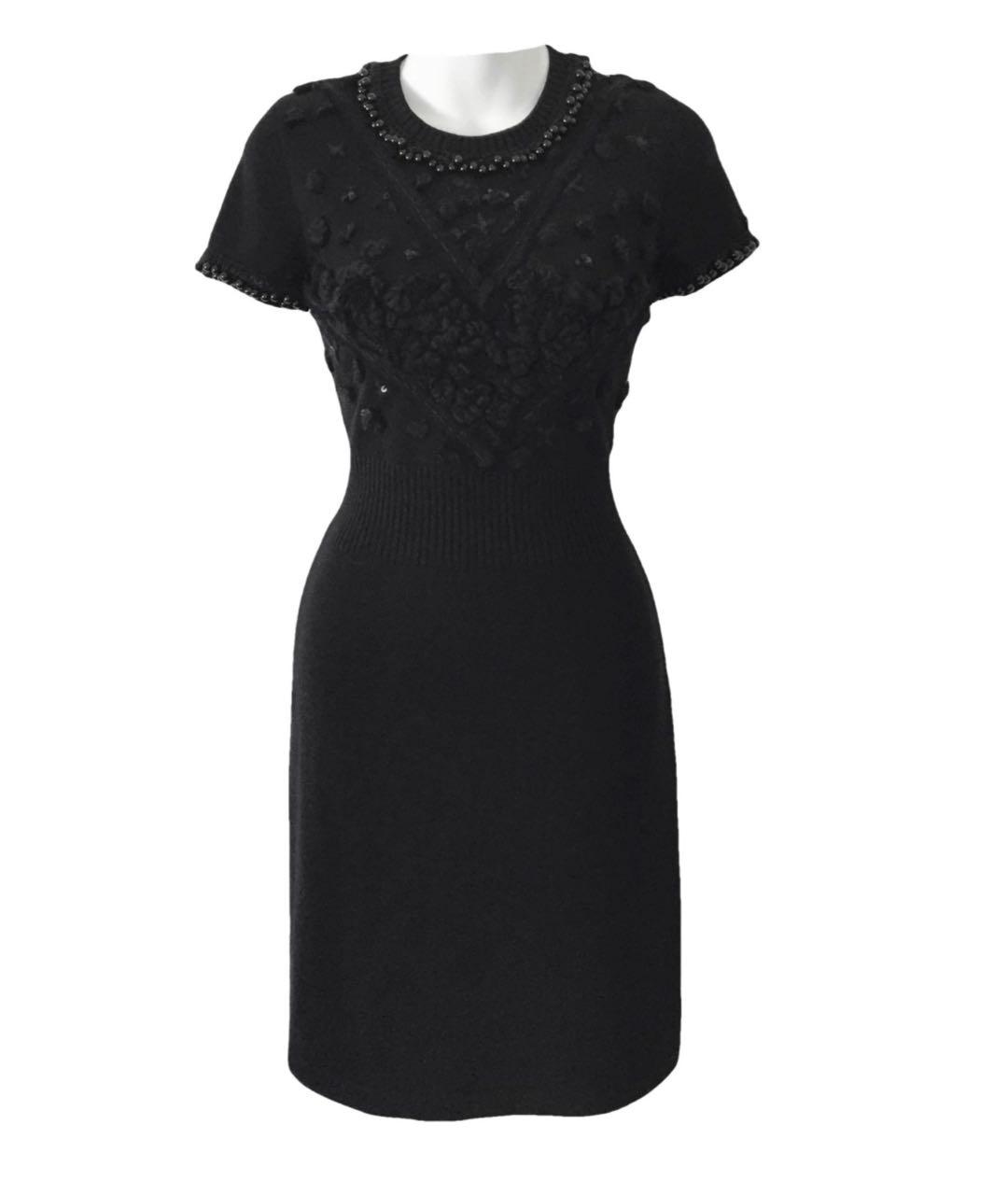 CHANEL Черное шерстяное повседневное платье, фото 8