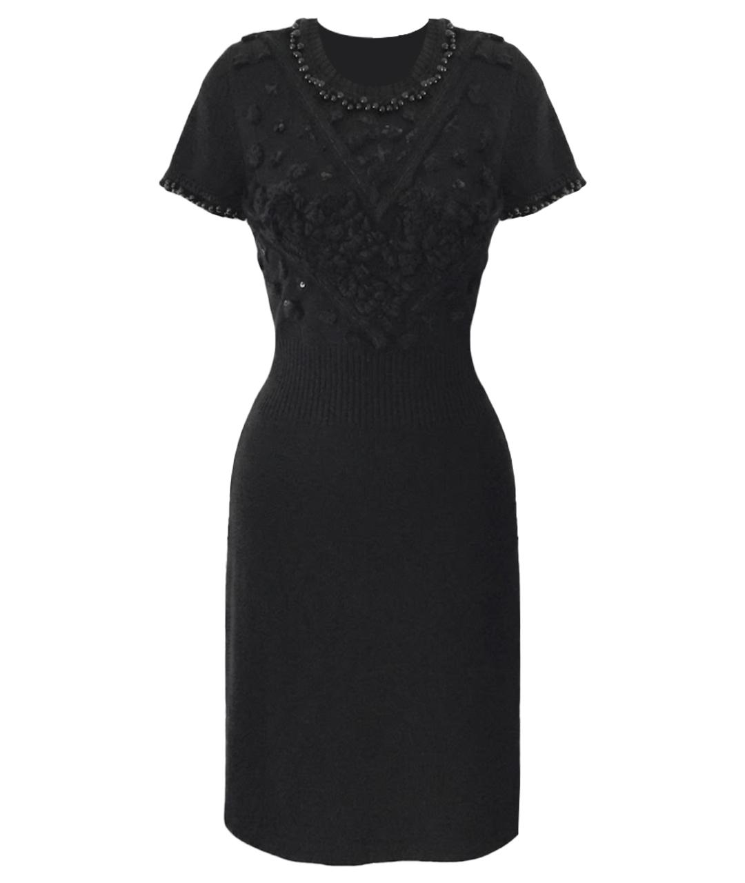 CHANEL Черное шерстяное повседневное платье, фото 1