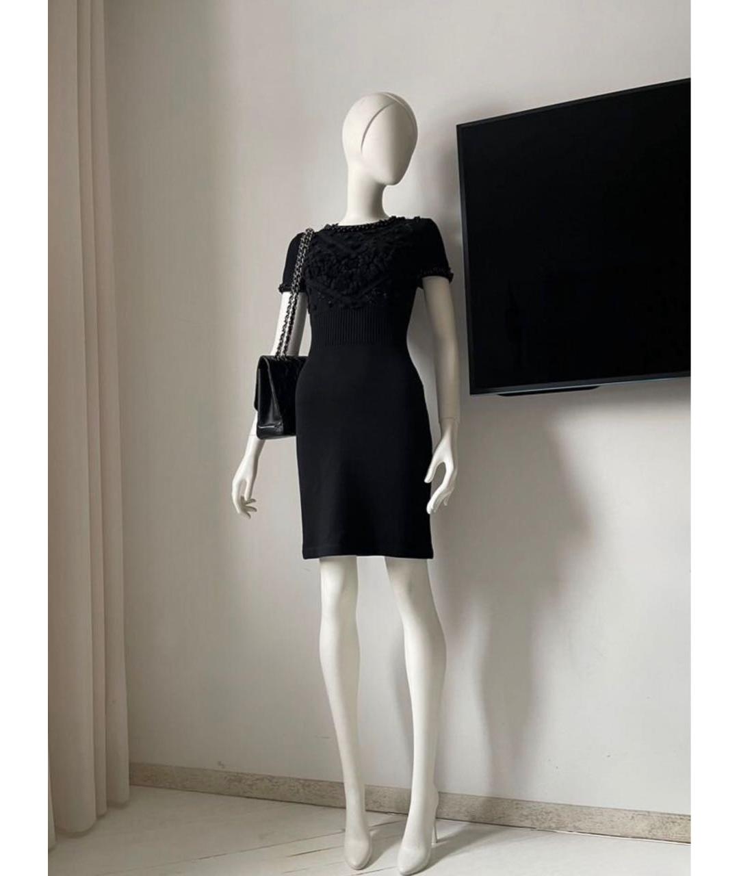 CHANEL Черное шерстяное повседневное платье, фото 7