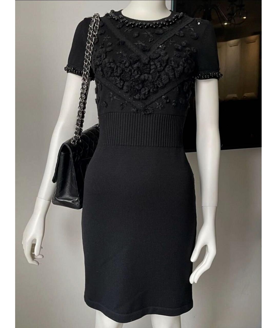 CHANEL Черное шерстяное повседневное платье, фото 2