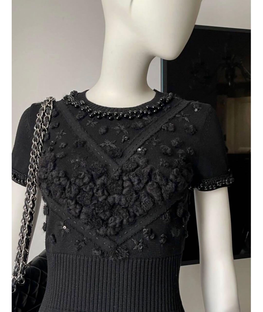 CHANEL Черное шерстяное повседневное платье, фото 3
