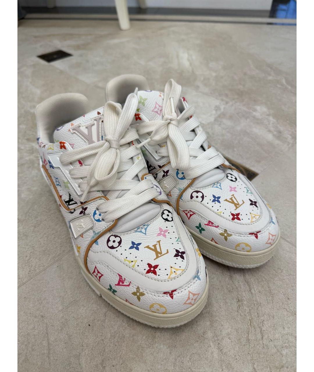 LOUIS VUITTON Белые кожаные кроссовки, фото 3