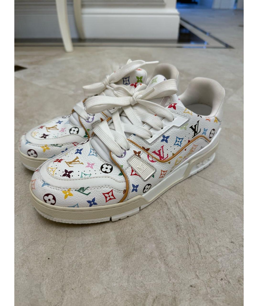 LOUIS VUITTON Белые кожаные кроссовки, фото 2