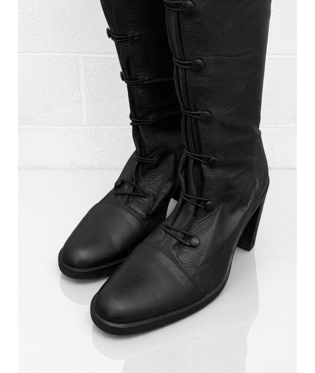 ANN DEMEULEMEESTER Черные кожаные сапоги, фото 3