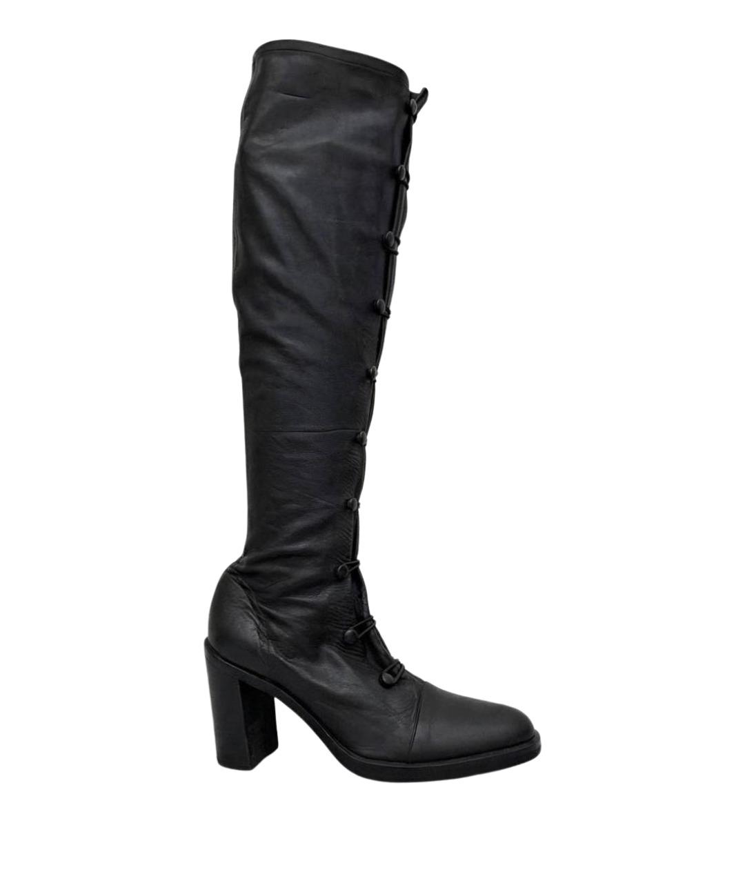 ANN DEMEULEMEESTER Черные кожаные сапоги, фото 1