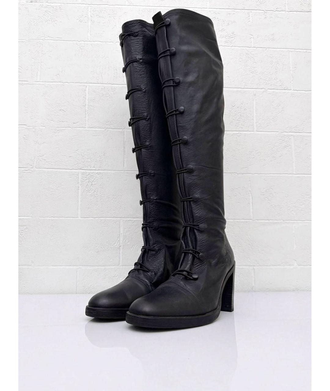 ANN DEMEULEMEESTER Черные кожаные сапоги, фото 2