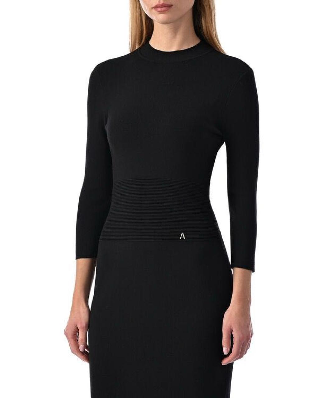 TWIN-SET Черное вискозное повседневное платье, фото 4