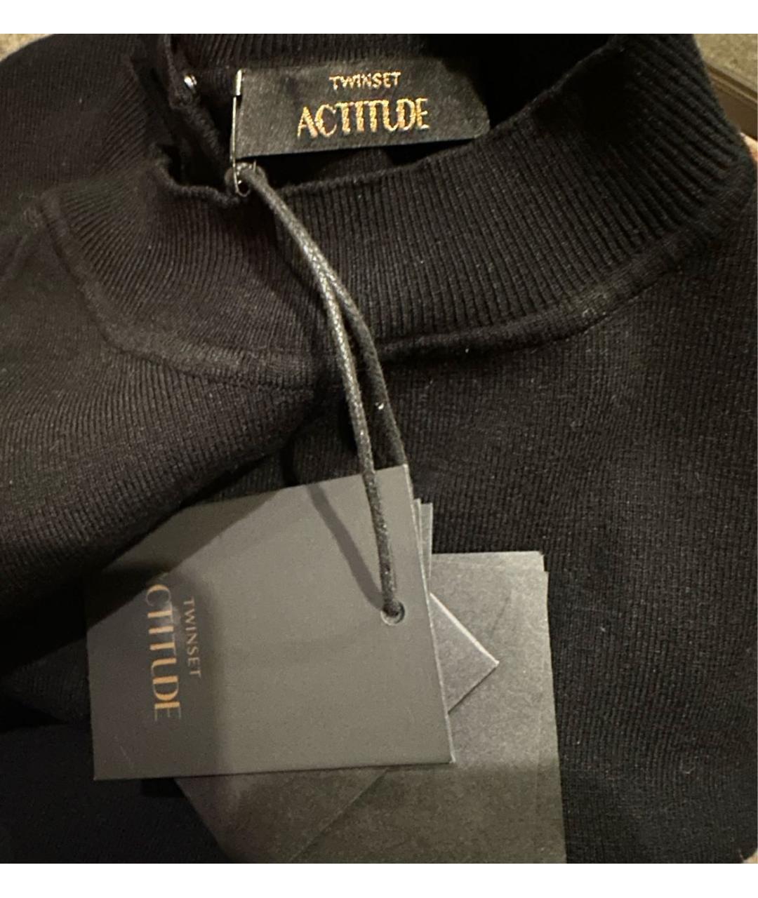 TWIN-SET Черное вискозное повседневное платье, фото 8