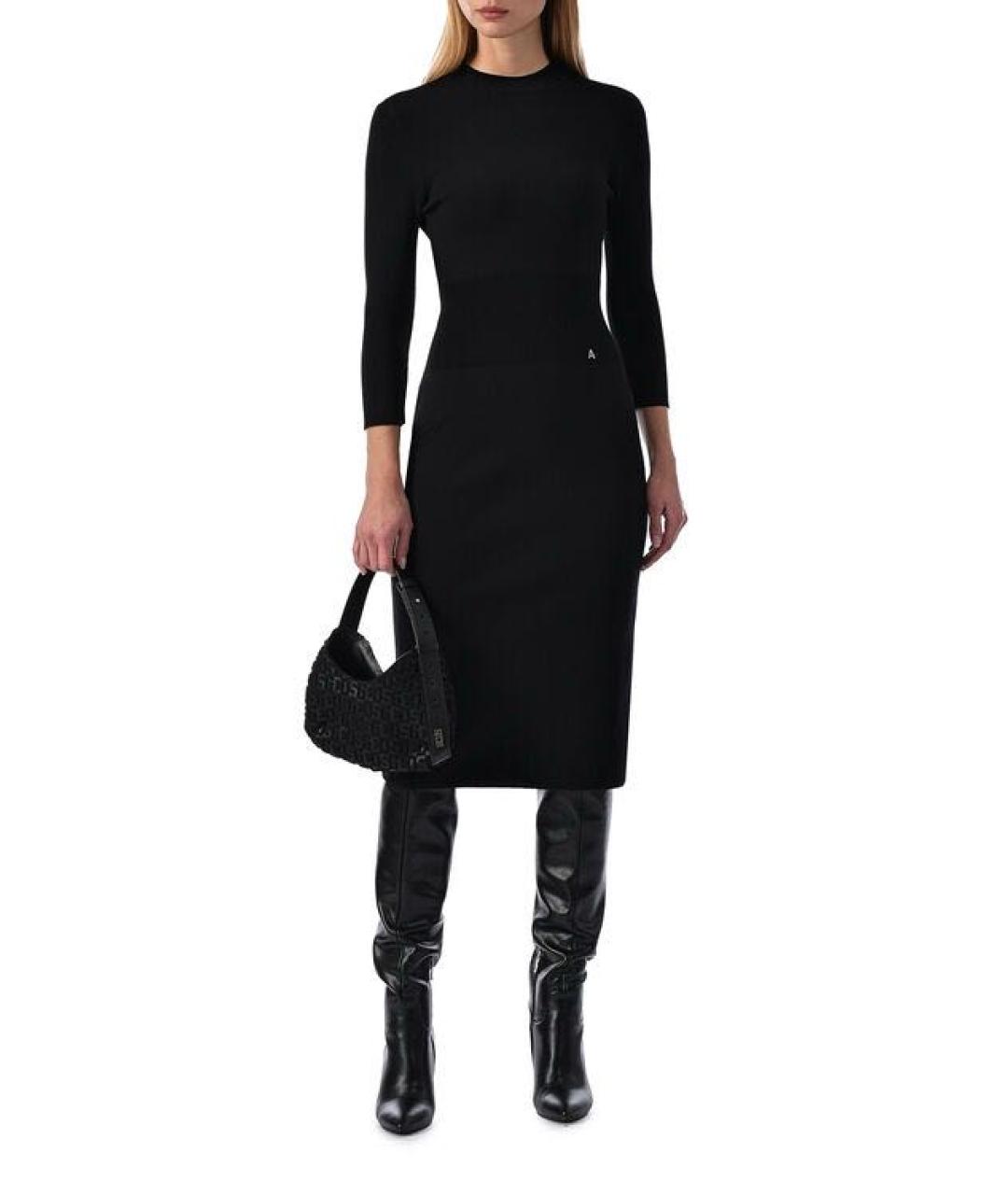 TWIN-SET Черное вискозное повседневное платье, фото 2