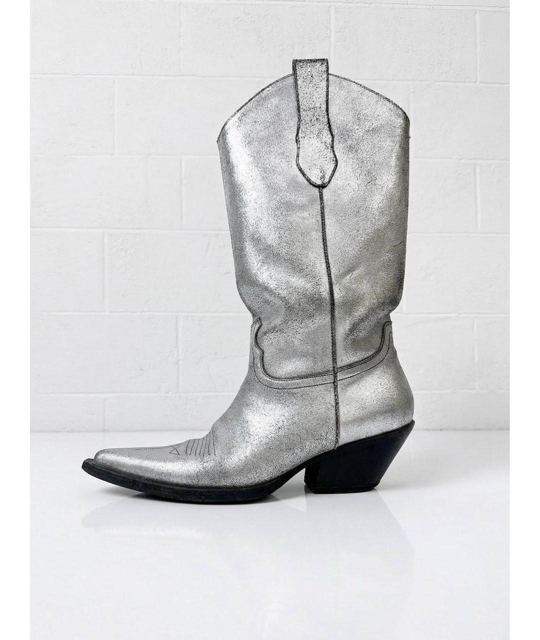 MAISON MARGIELA Серебряные кожаные сапоги, фото 6