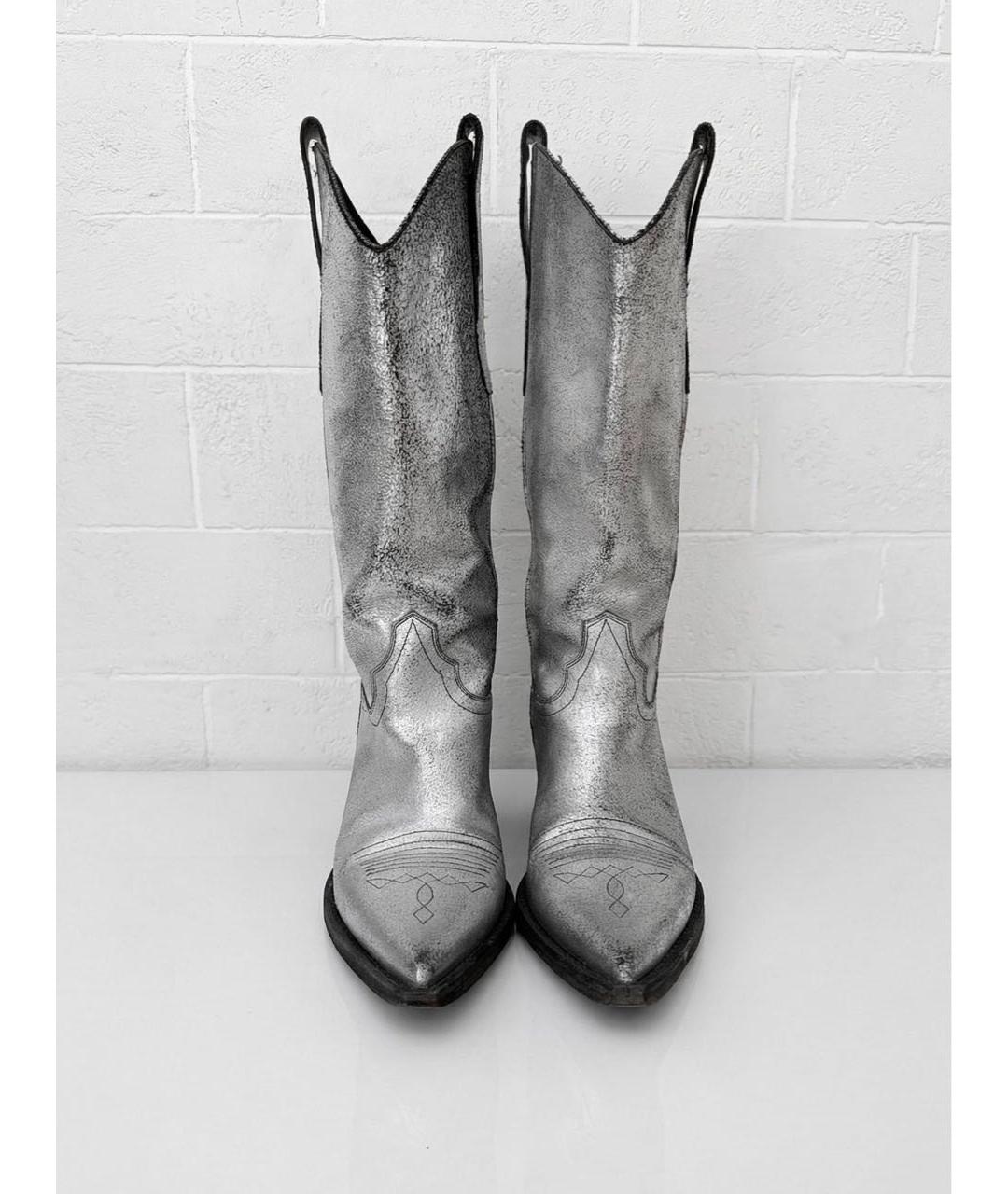 MAISON MARGIELA Серебряные кожаные сапоги, фото 4