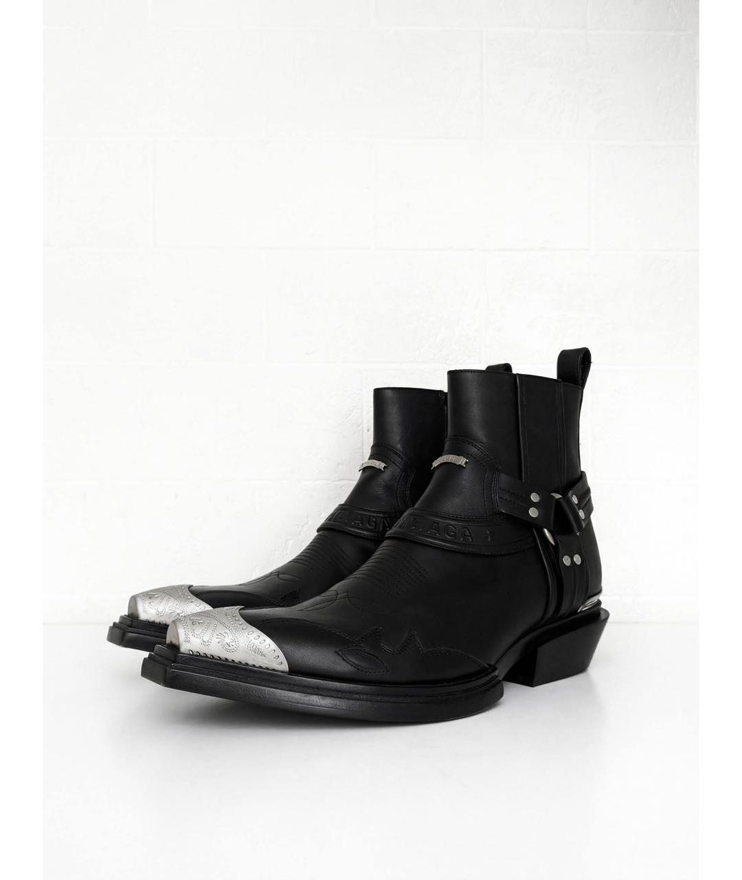 BALENCIAGA Черные кожаные высокие ботинки, фото 3