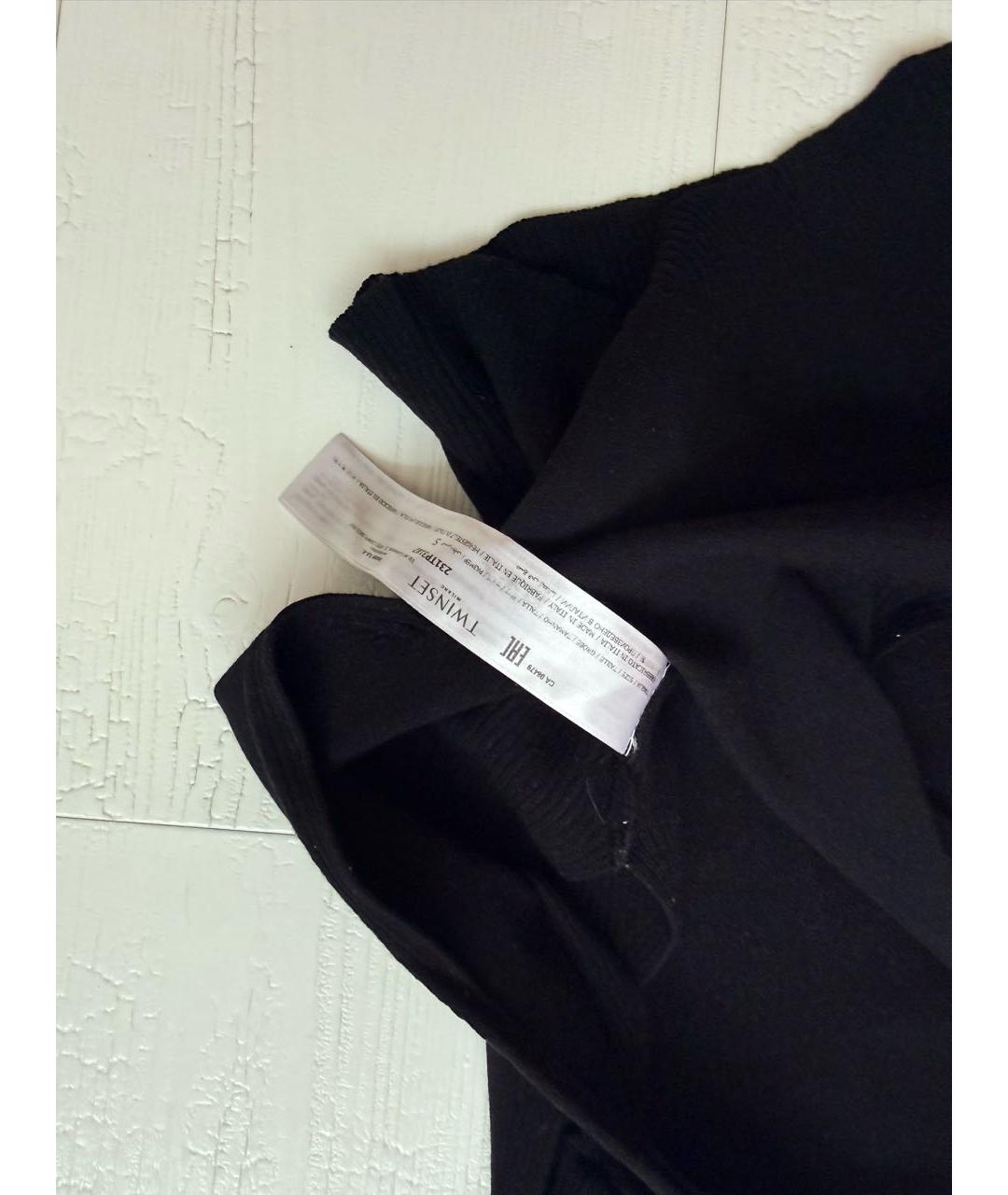 TWIN-SET Черная вискозная майка, фото 4