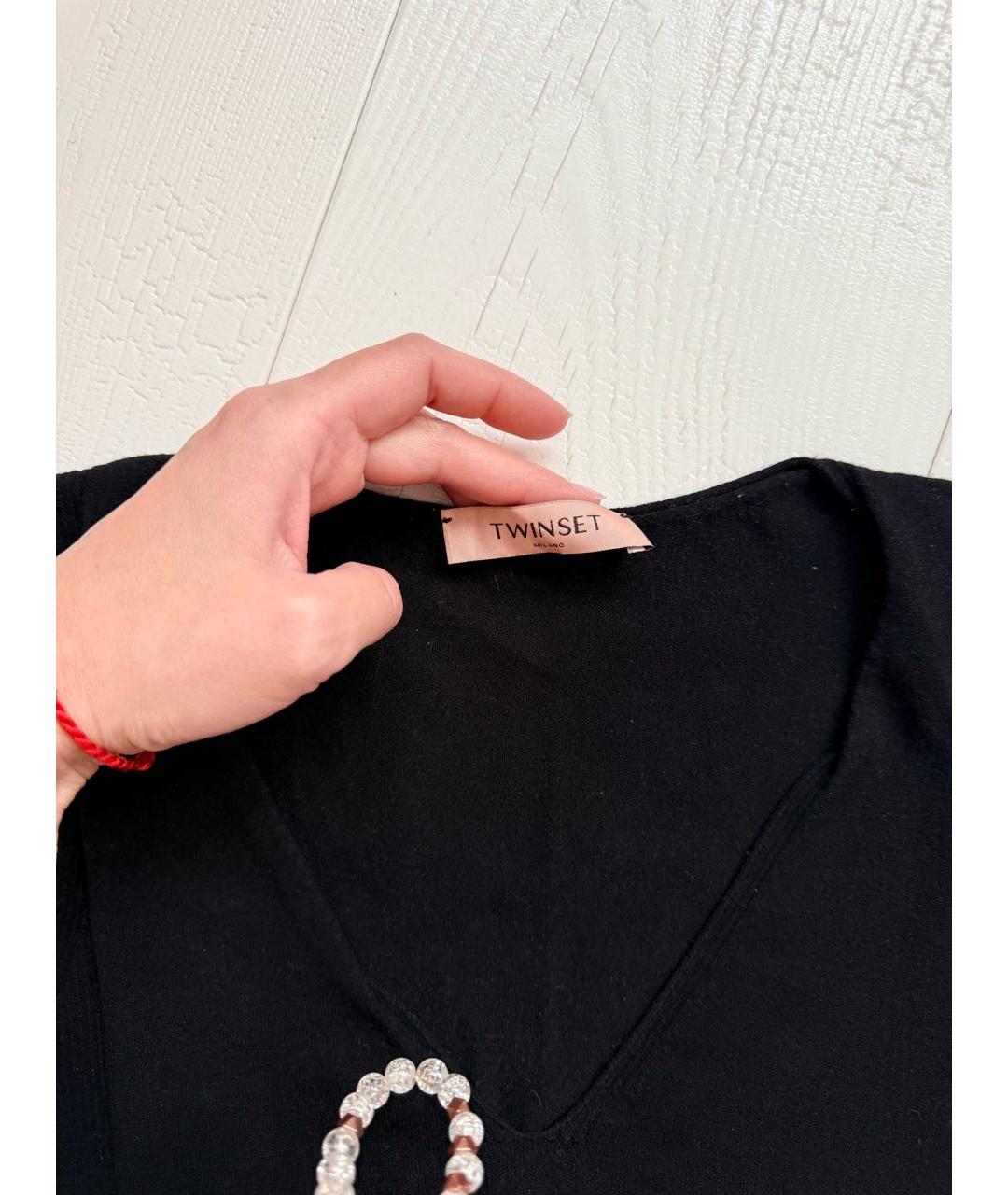 TWIN-SET Черная вискозная майка, фото 3