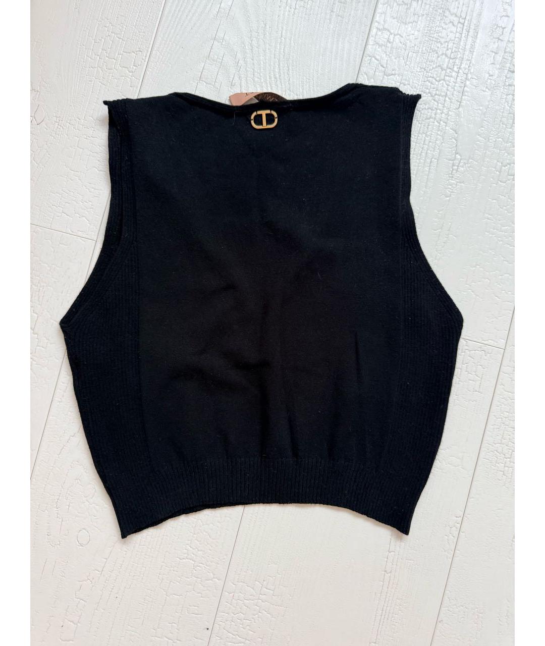 TWIN-SET Черная вискозная майка, фото 2