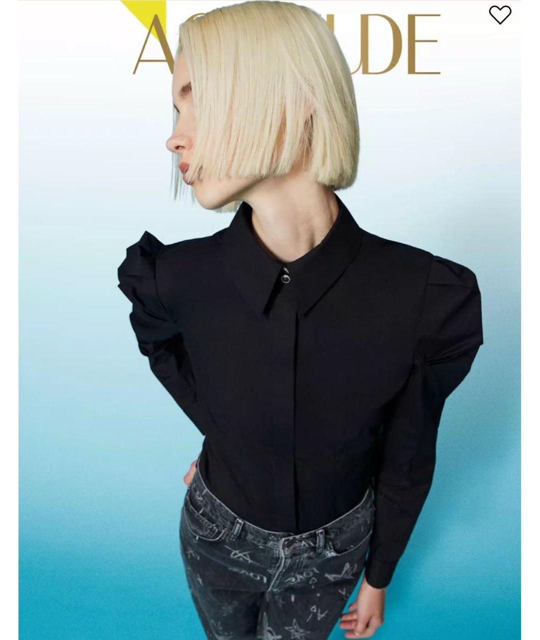 TWIN-SET Черная хлопко-эластановая рубашка, фото 2