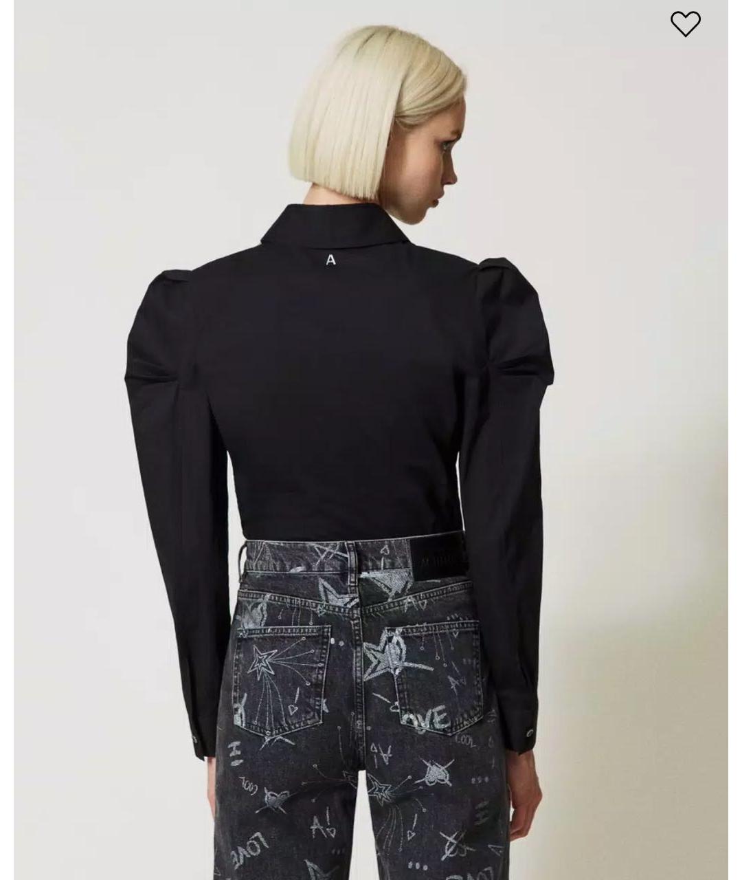 TWIN-SET Черная хлопко-эластановая рубашка, фото 4