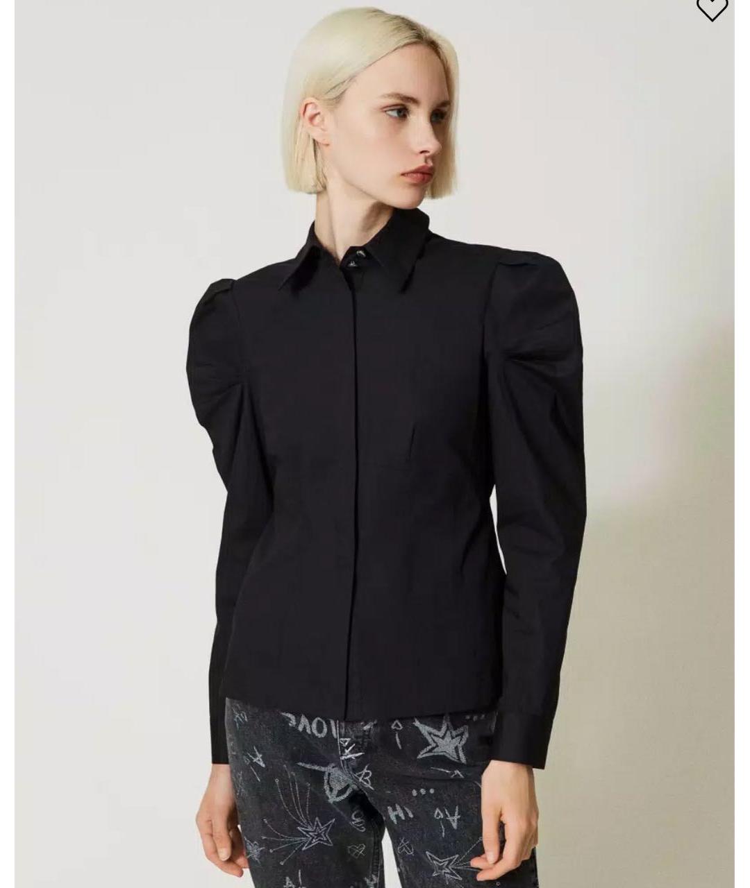 TWIN-SET Черная хлопко-эластановая рубашка, фото 6
