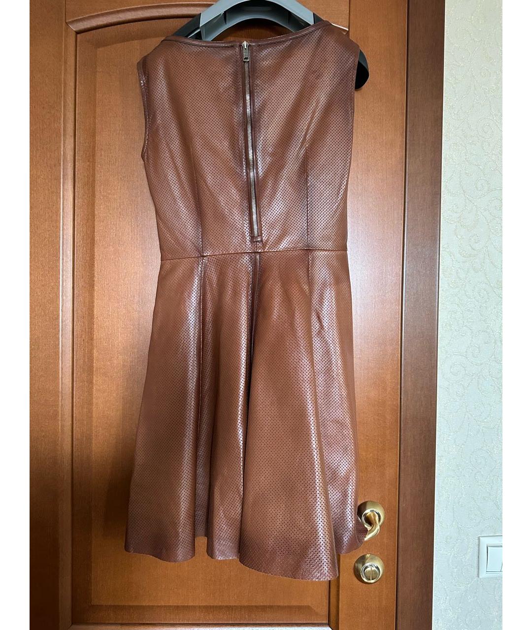 PRADA Коричневое кожаное повседневное платье, фото 2