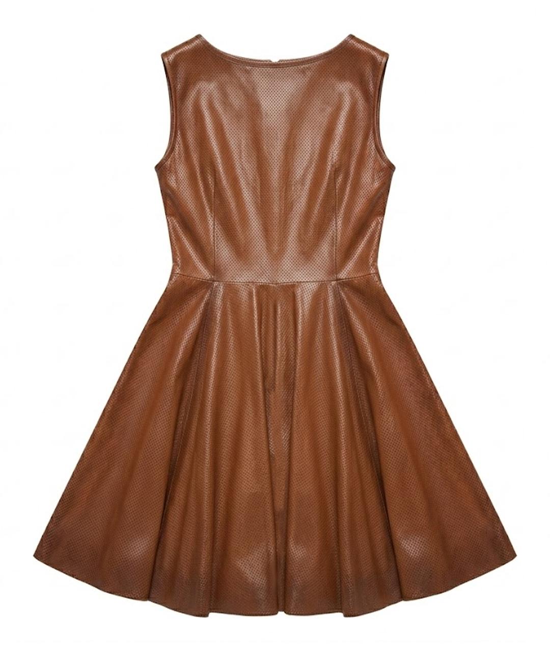 PRADA Коричневое кожаное повседневное платье, фото 1