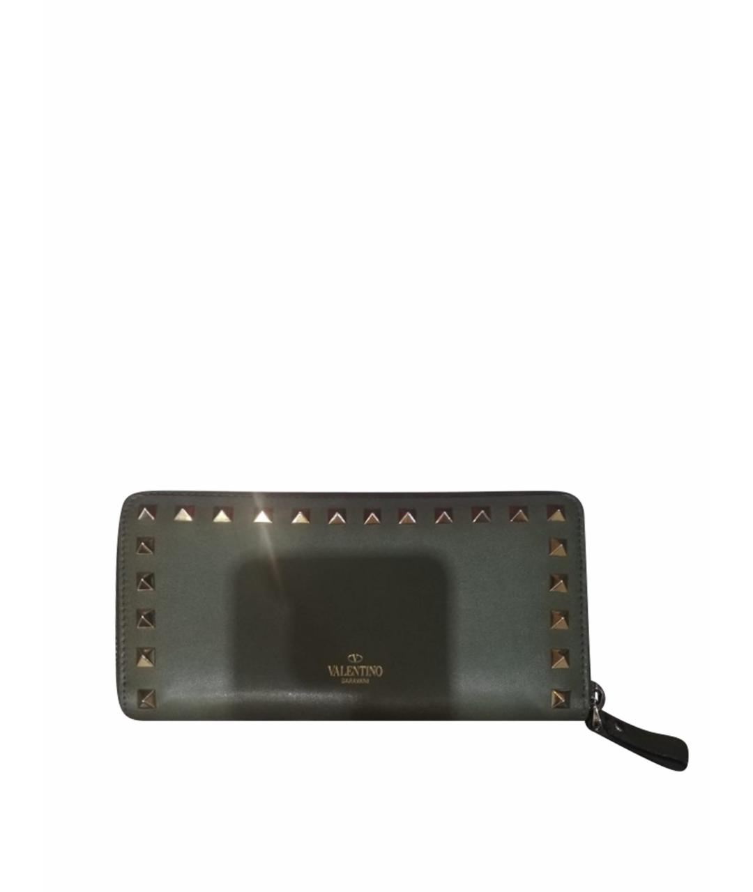 VALENTINO Хаки кожаный кошелек, фото 1