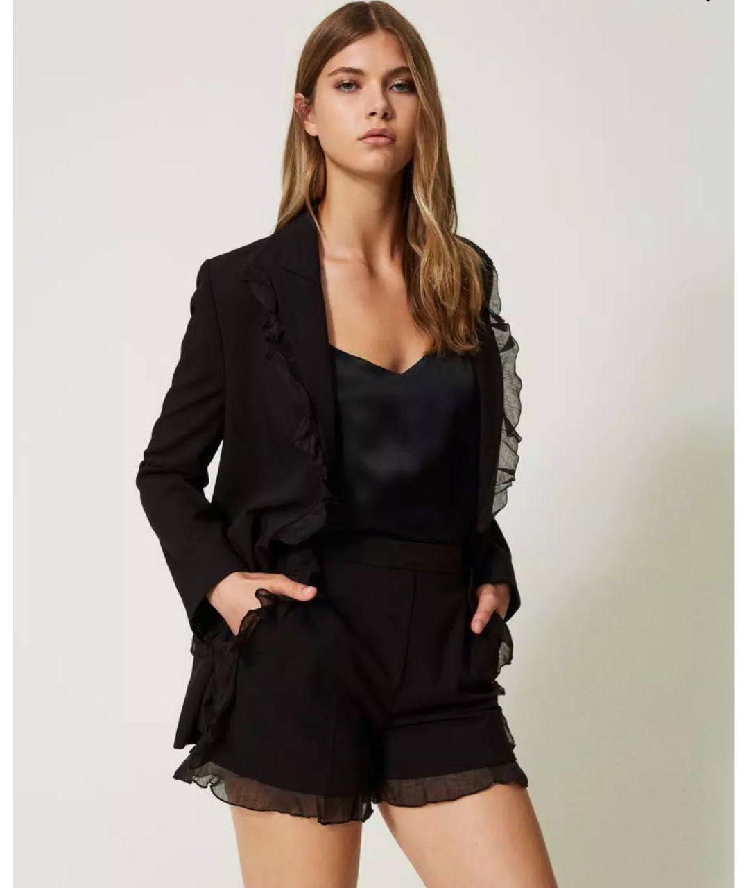 TWIN-SET Черные полиэстеровые шорты, фото 3