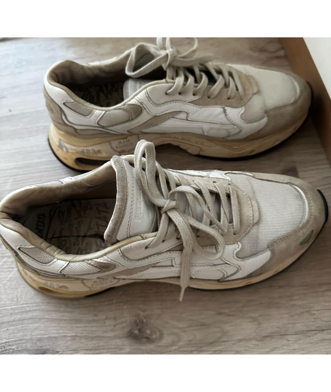PREMIATA Бежевые кожаные кроссовки, фото 4