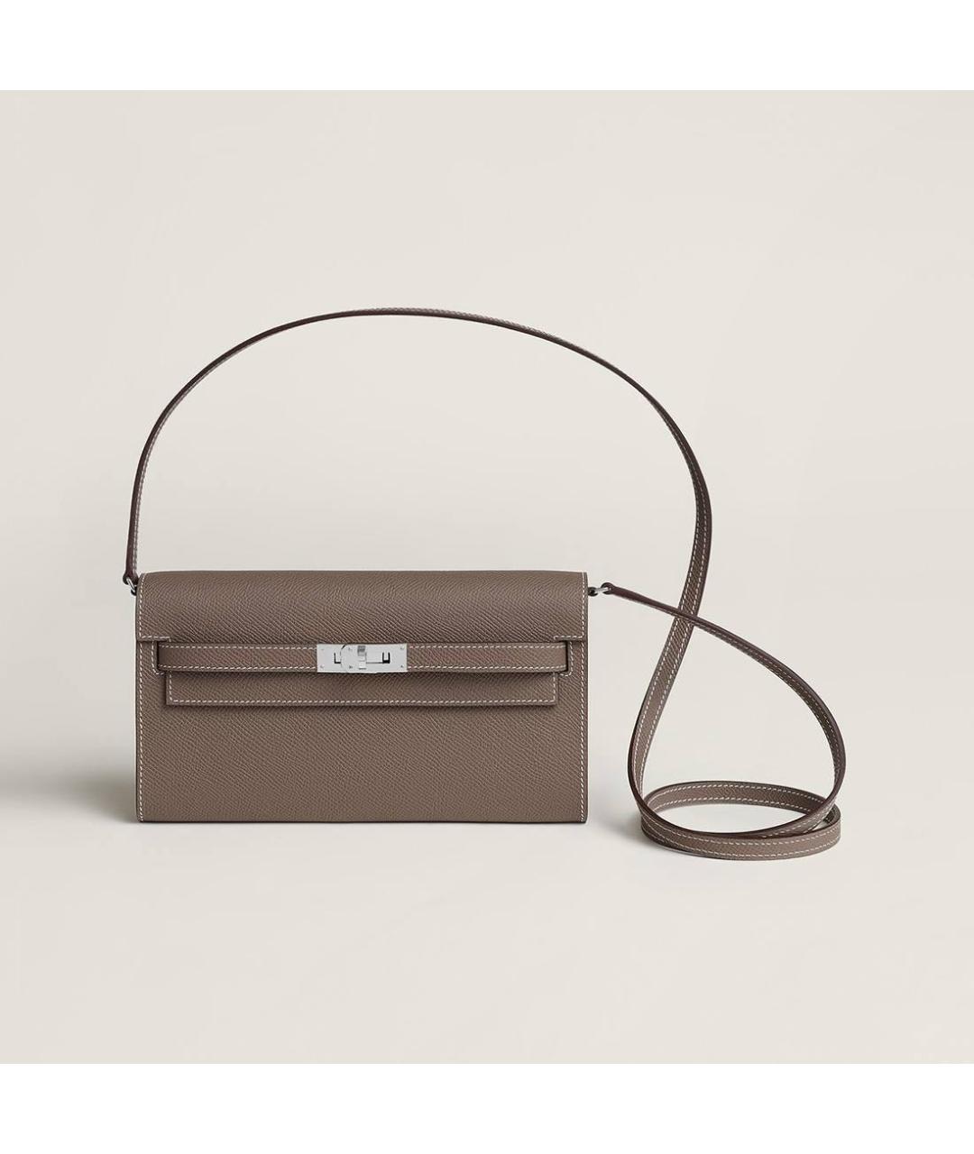 HERMES Бежевая кожаная сумка через плечо, фото 4