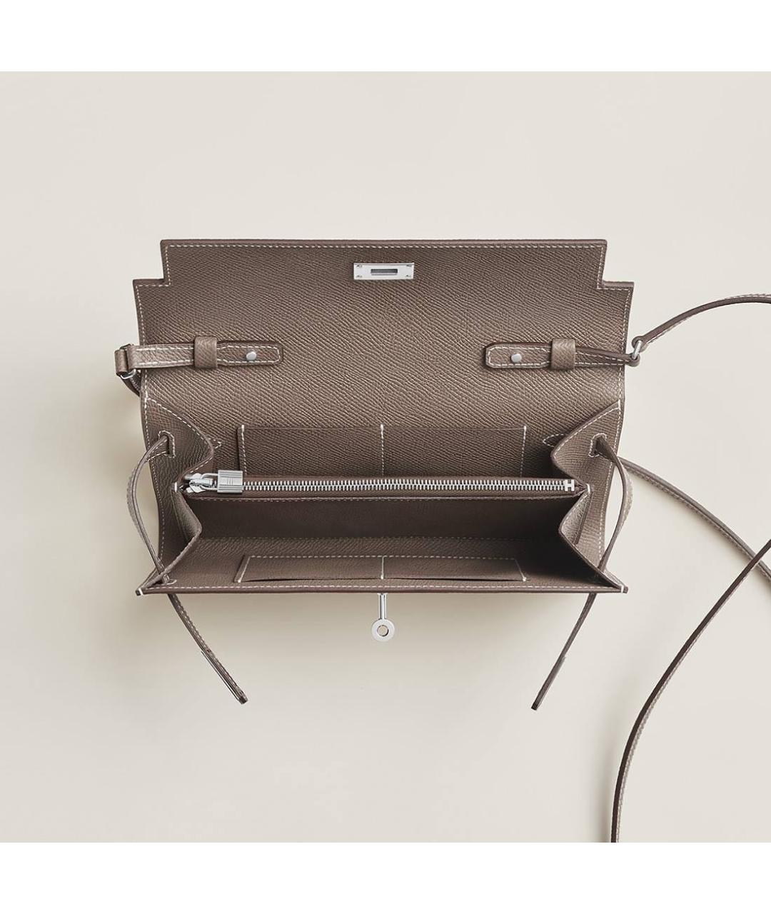 HERMES Бежевая кожаная сумка через плечо, фото 2