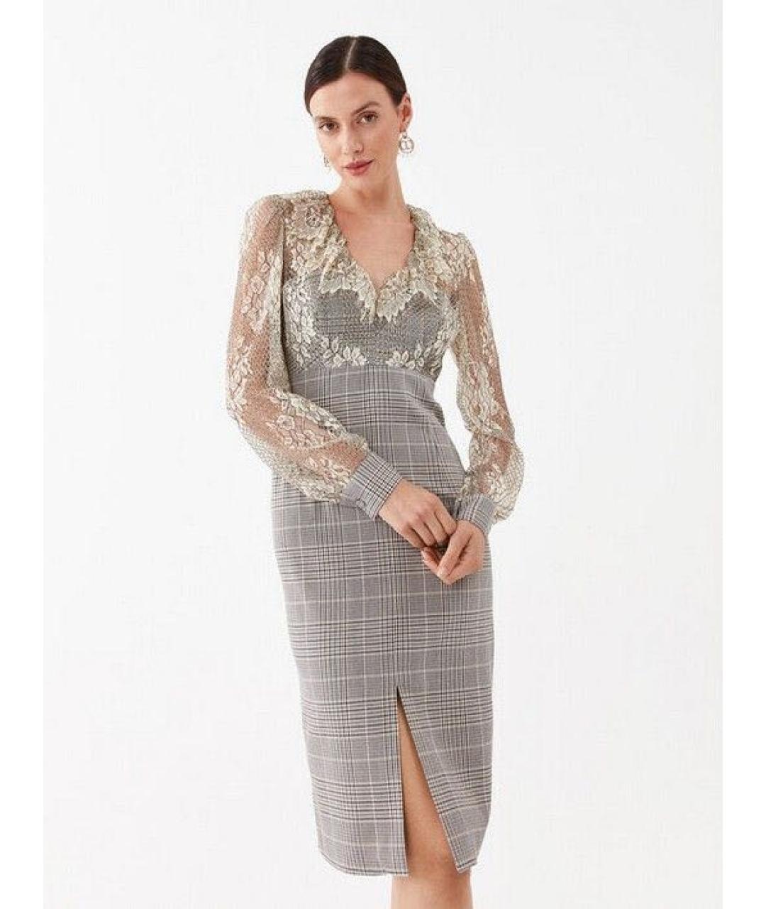 TWIN-SET Серое полиэстеровое коктейльное платье, фото 2