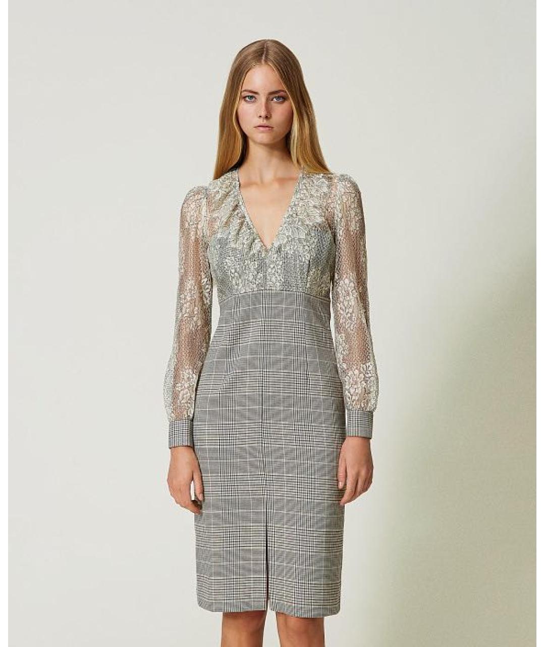 TWIN-SET Серое полиэстеровое коктейльное платье, фото 3