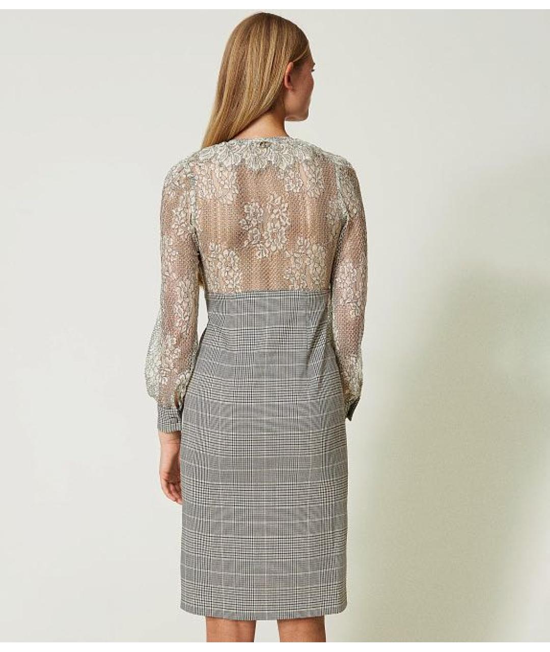 TWIN-SET Серое полиэстеровое коктейльное платье, фото 5