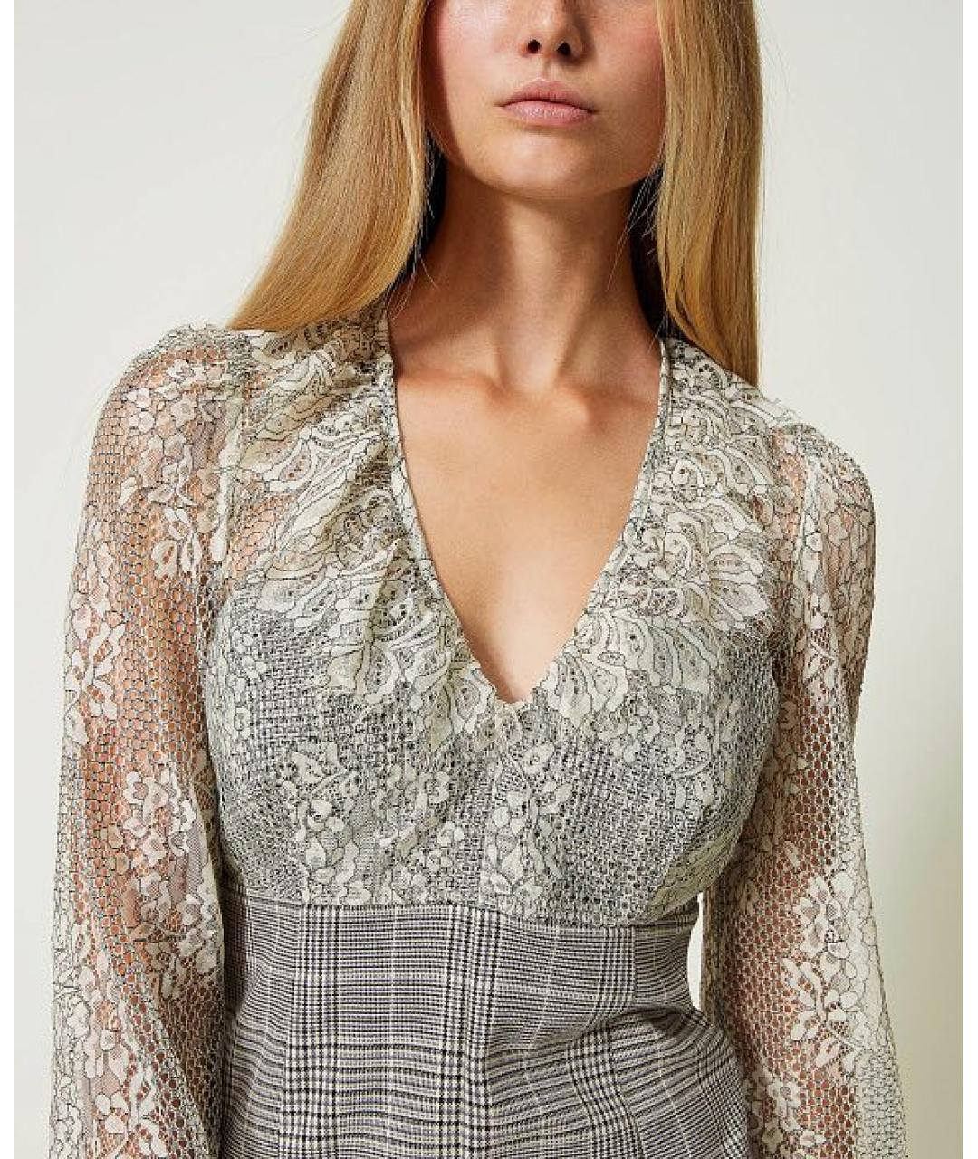 TWIN-SET Серое полиэстеровое коктейльное платье, фото 4